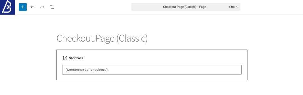Classic shortcode-based WooCommerce checkout page